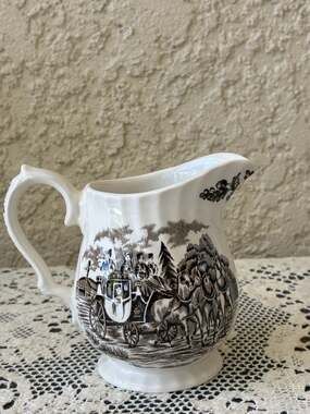 Vintage Creamer Myott Royal Mail Fine Stafordshire Ware Carriage Scene